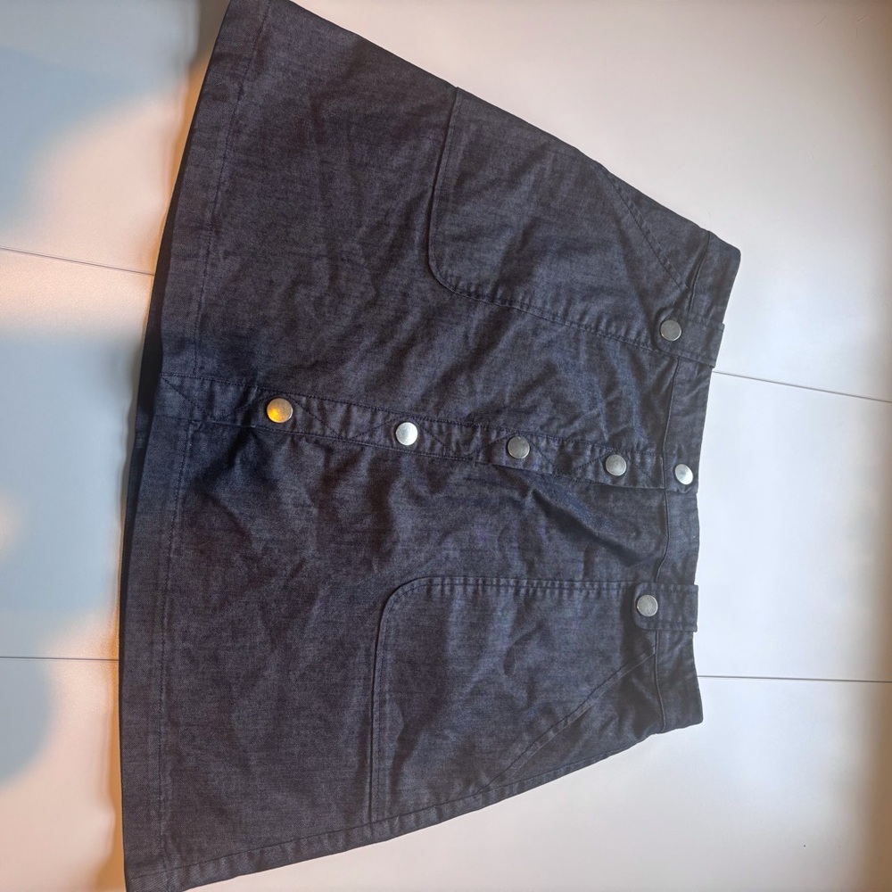 7th Avenue Blue/Gray Button-Front Skirt